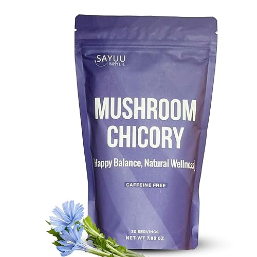 SAYUU Mezcla de achicoria de hongos  Alternativa de café sin cafeína con melena de león, reishi, cola de pavo  Apoya la digestión, la concentración