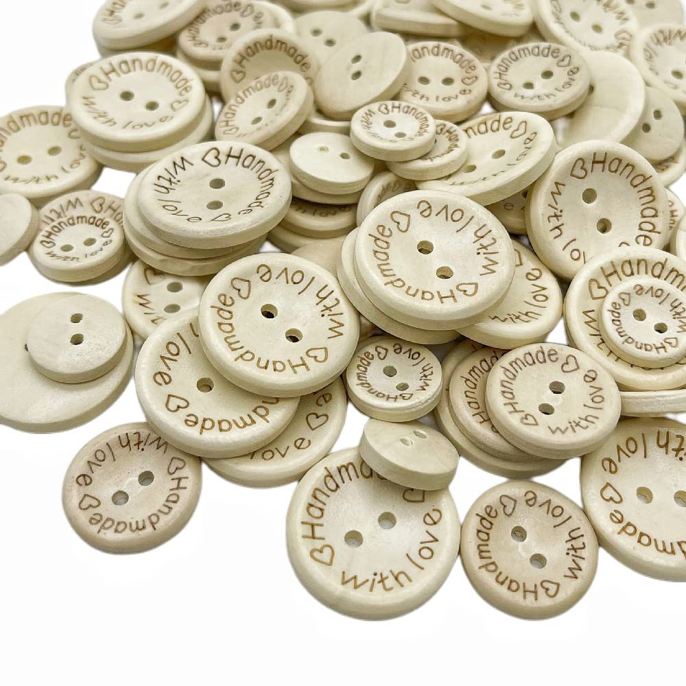 Niangzisewing 300 pcs Wooden Handmade Buttons, Crafts Assorted Buttons Wooden Sewing Buttons, for Sewing Clothing Accessories, DIY Crafting Projects Decorations (Mix Size)