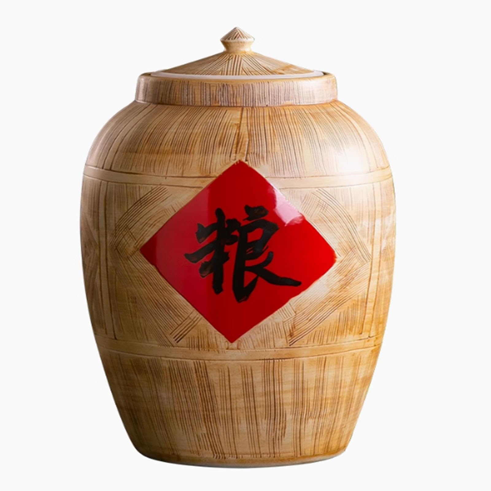 Classic Ceramic Rice Pot, Cereal Dispenser, Rice Bucket with Lid, Ceramic Rice Container, Kitchen Storage Box, Sealed Freshness Preservation Jar