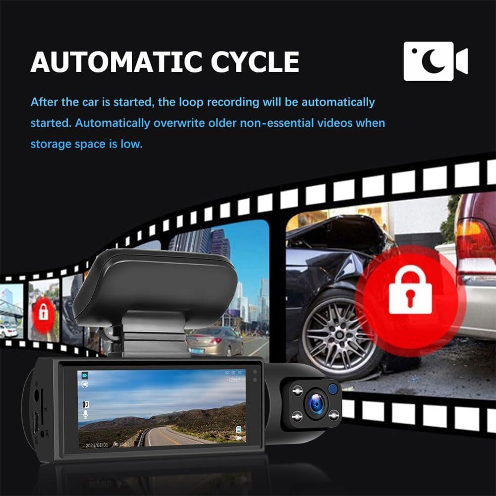Sherum Dash Cam, Telecamera Anteriore e Posteriore, registratore di Guida per Auto con Visione Notturna 1080p, modalità parcheggio 24 Ore, Accessori per Auto,WiFi DashCam