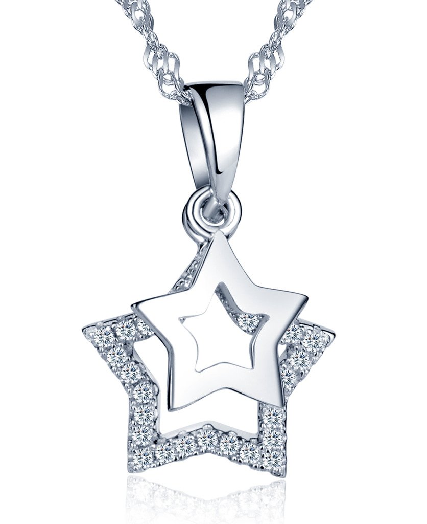 COLLANA CON CIONDOLO LETTERA INIZIALE U IN ARGENTO RODIATO ORO BIANCO E Zirconi