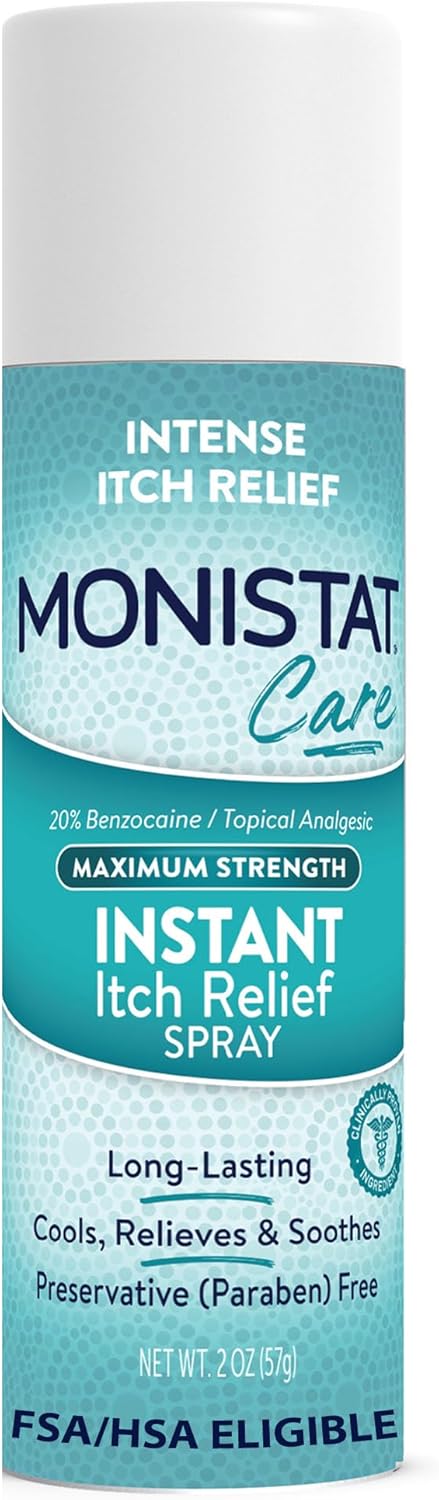 Monistat Instant Itch Relief Spray for Women - Maximum Strength Vaginal Itch Relief, 2 Oz Fragrance-Free Anti-Itch Spray
