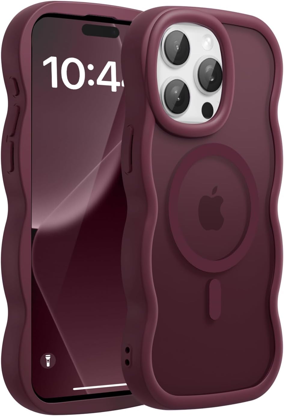 Magnetic for iPhone 14 Pro Case, Compatible with Magsafe Wavy Cute Vintage Translucent Matte Hard Back Silicone Bumper Shockproof Phone Case for iPhone 14 Pro Women Girls, Burgundy - Image 8