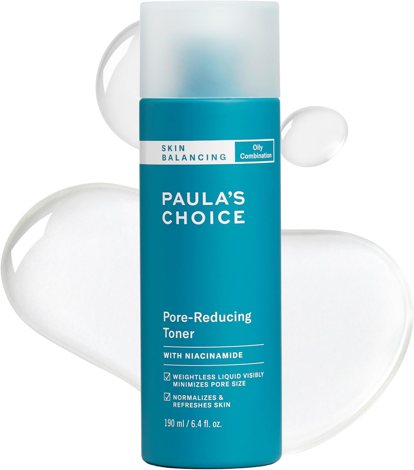Paula's Choice SKIN BALANCING Pore-Reducing Face Toner with Niacinamide, for Oily Skin & Combination, Minimizes Large Pores, Controls Oil & Shine, Hydrates & Replenishes, Fragrance-Free