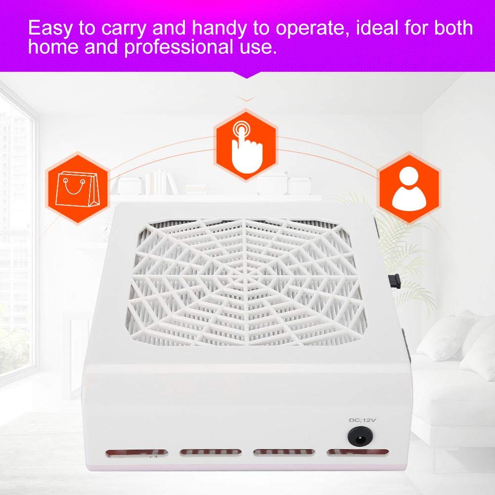 GOTOTOP Aspirapolvere Professionale per Unghie, Tavolo, 220 V, 48 W, Tipo di aspirazione, aspiratore Tavolo, per Nail Studio con Filtro Estraibile, 23 x 18 x 8 cm
