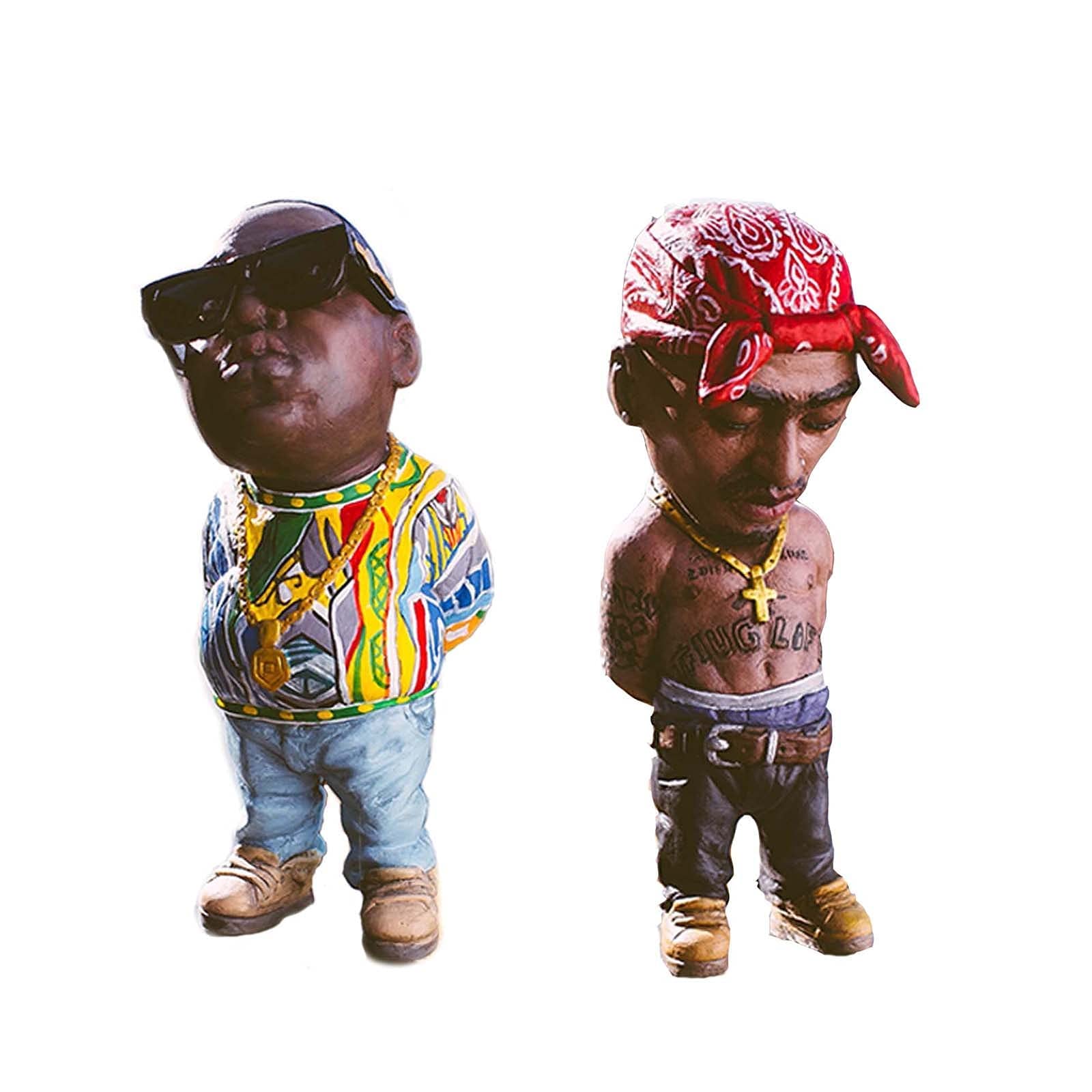 Legend Commemorative Resin Statues, Tupac And Biggie Sculptures, Notorious B.I.G and 2Pac Souvenir Figures Statue Gift for Hip-Hop fans Friends (C - Tupac and Biggie)