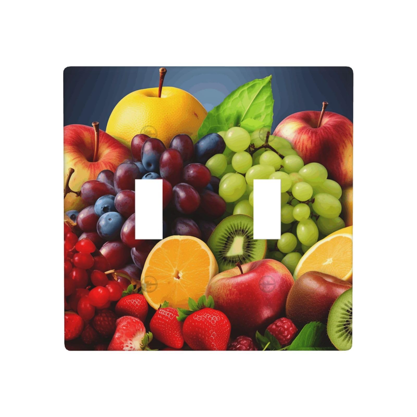 Decorator Double Toggle Light Switch Covers Fruits Wall Plate 2-Gang Standard Size 4.5" x 4.5" Double Toggle Switch Wallplate Decorative 2 Gang Wall Switch Plate Covers