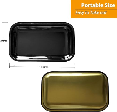 Miniatura 2 de LOSTABA Bandeja rodante con tapa magnética, bandejas rodantes con tapa, bandeja de metal con cubierta. Viene con adhesivo (11 x 7 pulgadas)