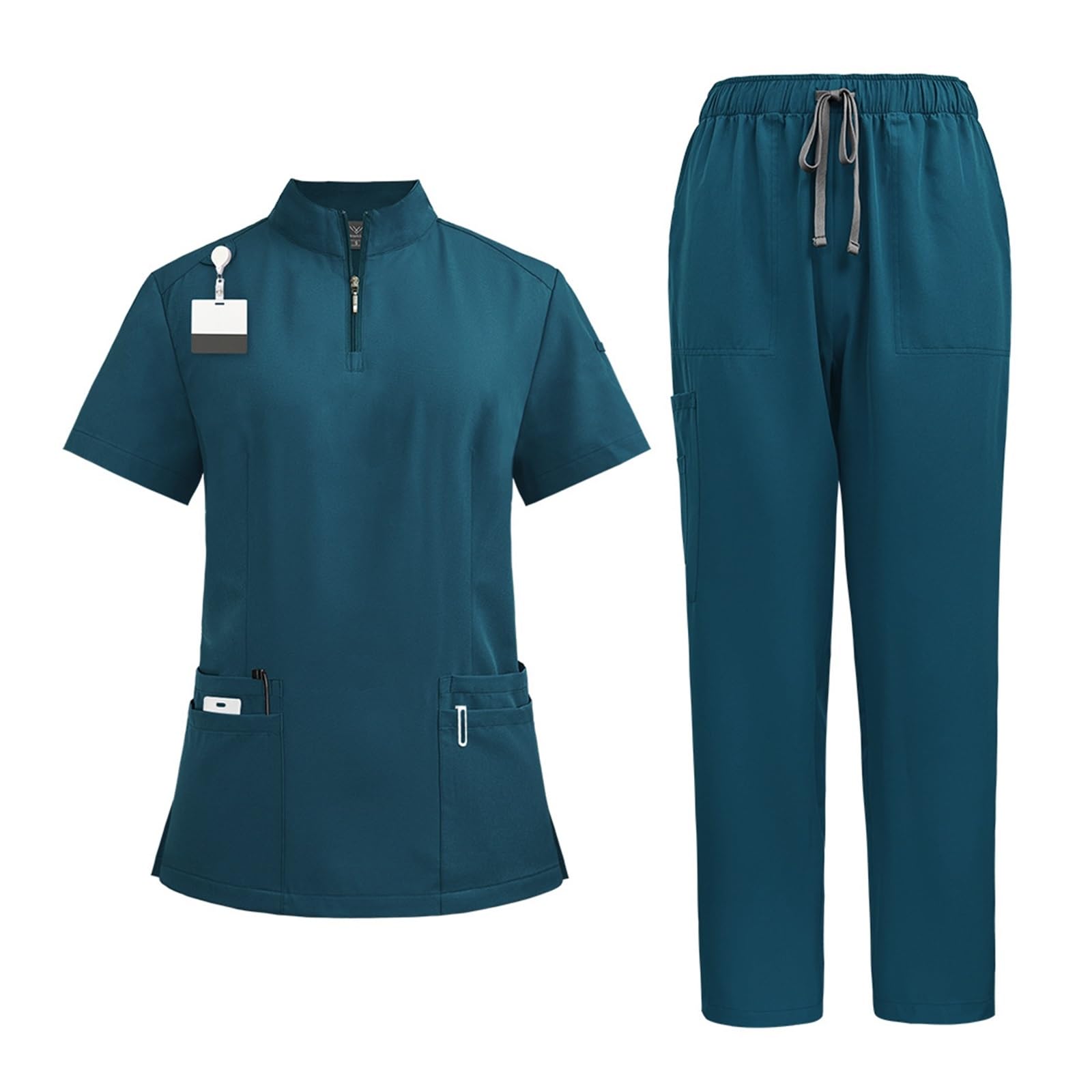 Uniforme Enfermera Uniformes de Trabajo for médicos y Enfermeras con Cuello Alto y Cremallera. Uniformes quirúrgicos. Pantalones Rectos for quirófano.