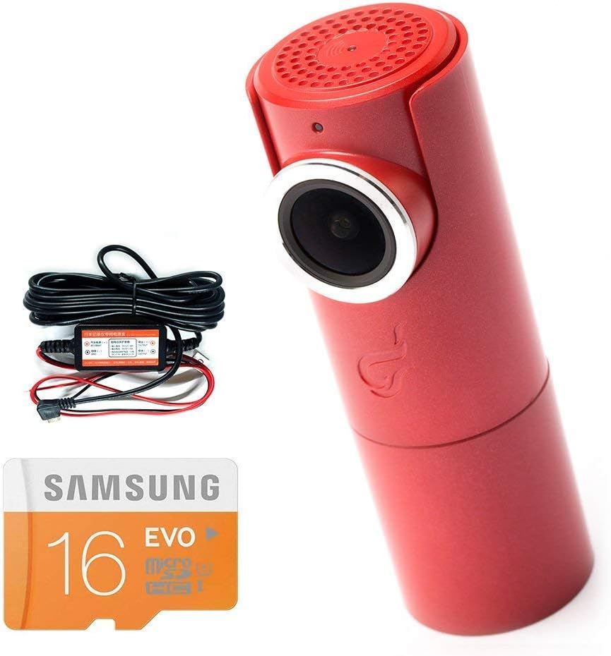 T3 in FIRE RED car dash cam + Hard Wire Kit for parking surveillance + 16 GB SD Card Super Bundle