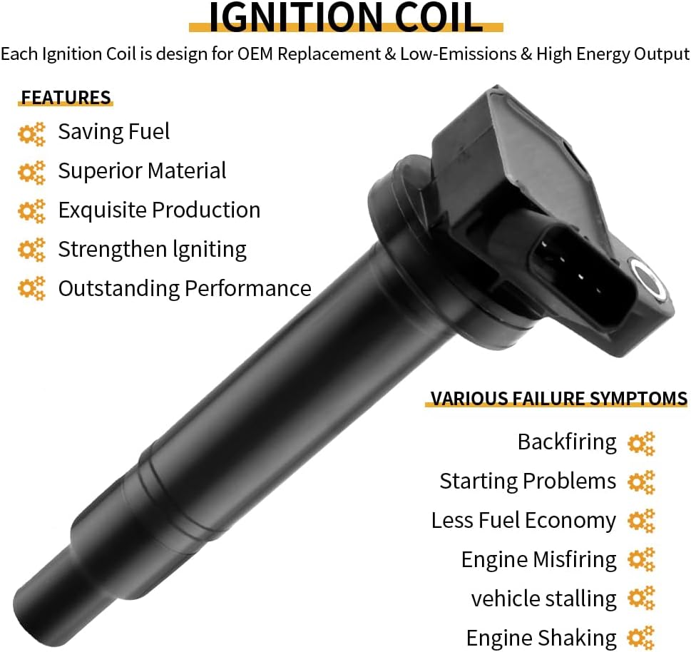 8Pcs UF230 Ignition Coil Pack and Spark Plugs Compatible with Lexus GS430 LS430 SC430 4.3L GX470 LX470 4.7L LX570 5.7L Toyota 4Runner Land Cruiser Sequoia Tundra 4.7L 1998-2010 Replace# UF493