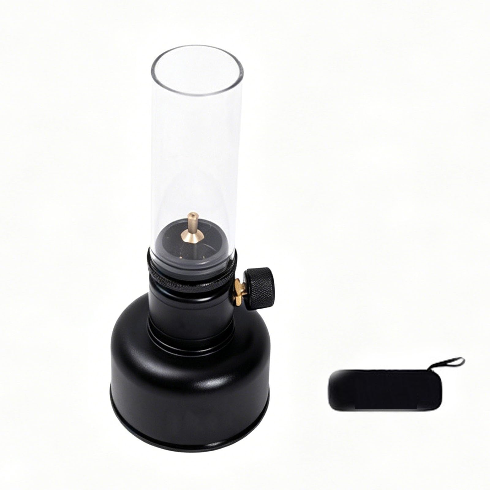 Portable Retro Gas Candle Lantern, Glass Mantle Camping Gas Lamp, Adjustable Butane/Propane Tent Light for Outdoor Emergency & Camping(Black)