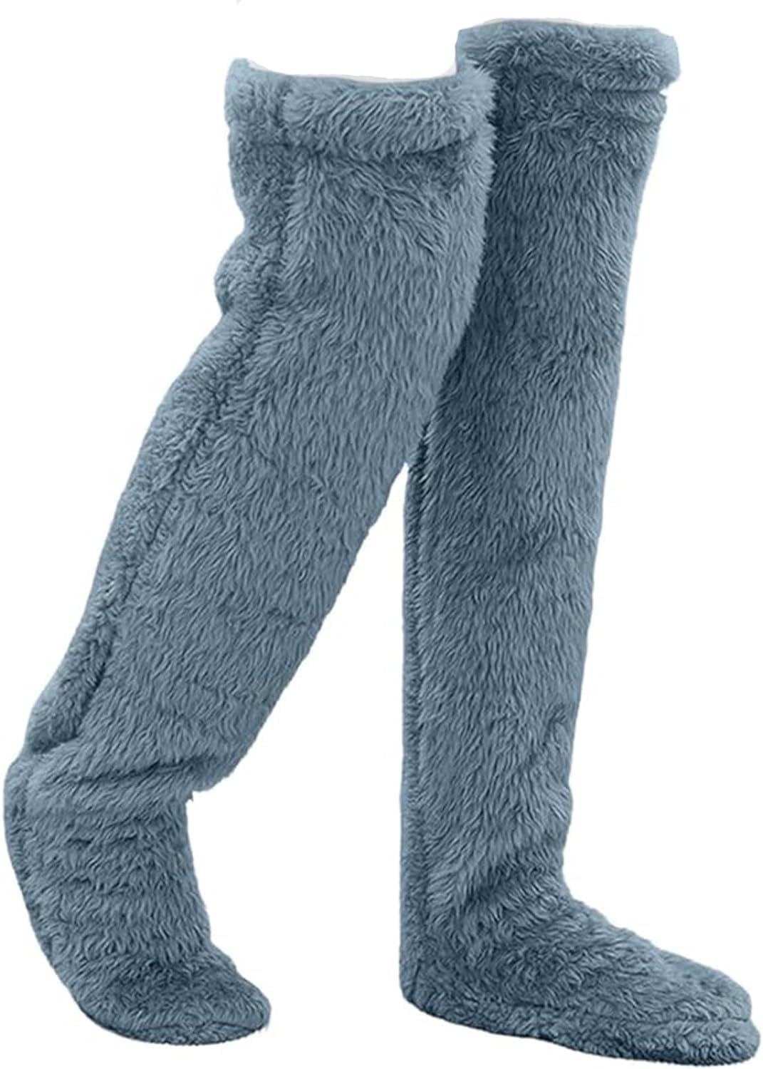 NinoclarSnuggs Cozy Thigh High and Knee High Socks - Soft, Fluffy, Cute Long Socks for Winter in Blue