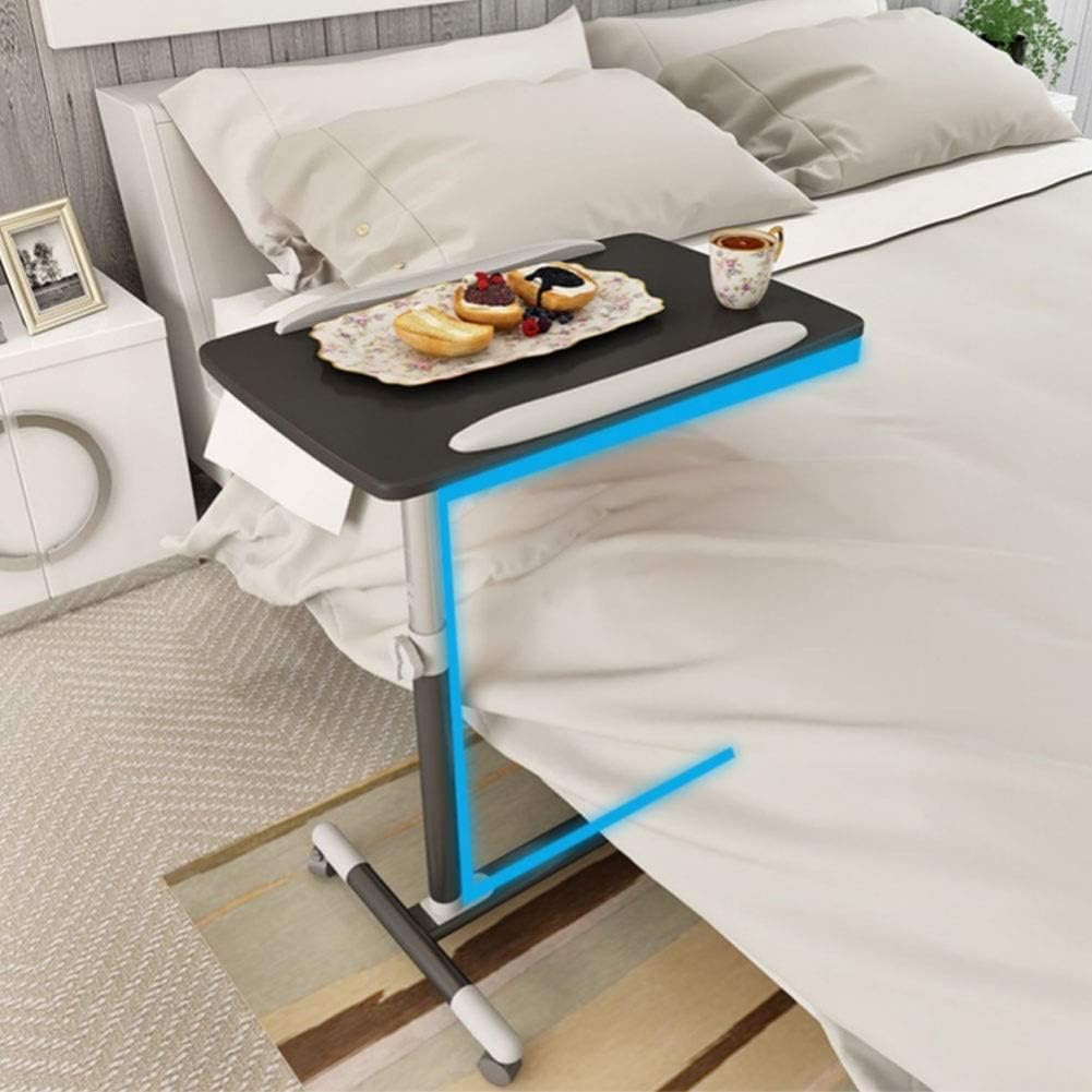 Overbed Table Mobile Overbed Table Height Adjustable Standing Desk, 30 inches Pneumatic Laptop Desk with Wheels for Offices Home Medical Lightweight