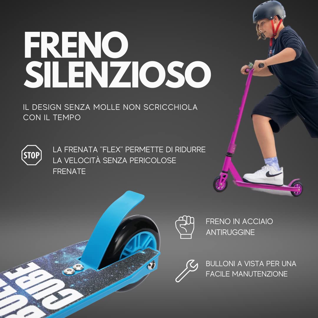 BOLDCUBE Monopattino Freestyle 2 Ruote | Bambini y Adolescenti | ABEC 7 | Aluminio | Altezza 82 cm