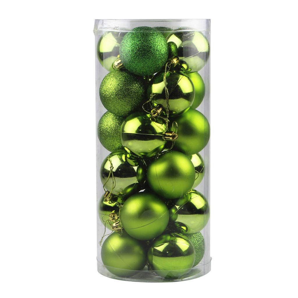 Shatterproof 24Pcs Xmas Baubles Green Christmas Ornaments 6cm Christmas Tree Balls Hanging Christmas Tree Baubles Plastics Holiday Wedding Party Christmas Decoration