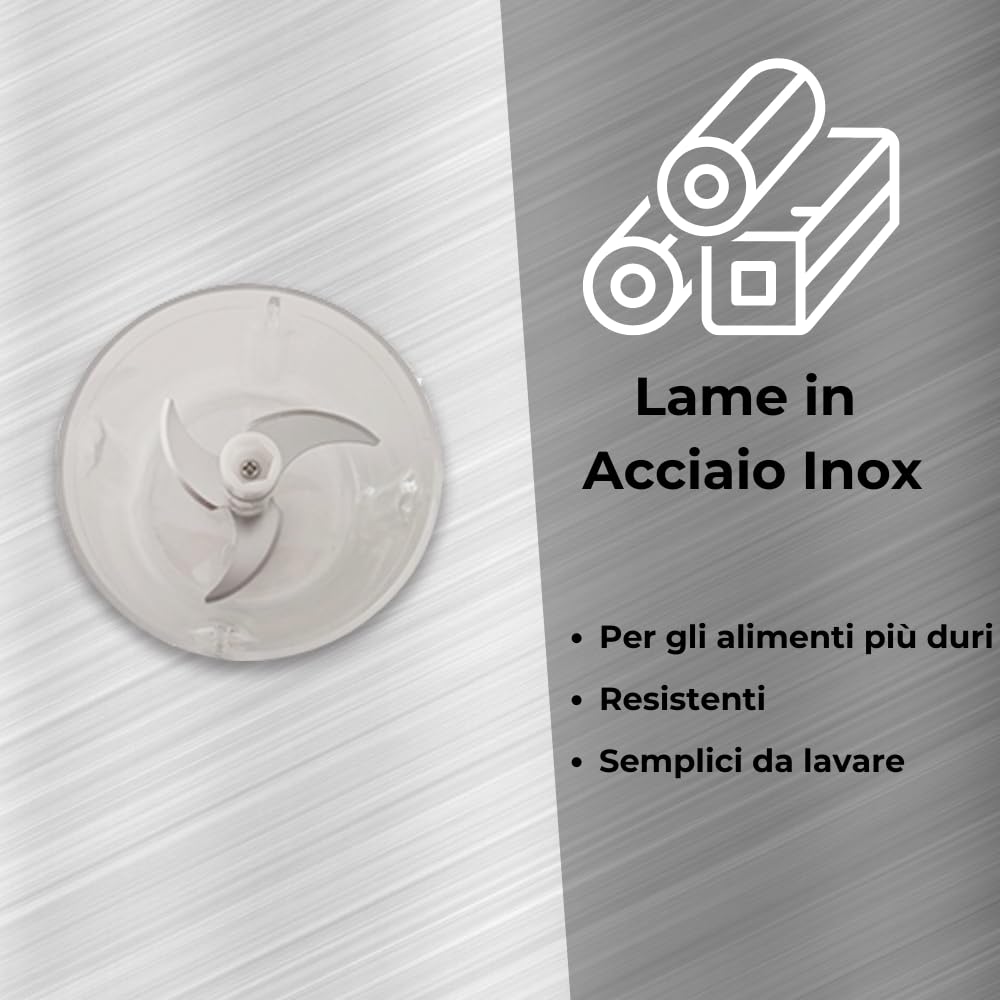 Tritatutto Ricaricabile USB - 250ml, Lame Acciaio Inox, Per Carne E Verdure, Rosso E Bianco - Foto 7