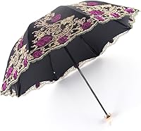 Vista 109 de Honeystore Sombrilla bordada con flor 3D plegable UV con encaje clásico