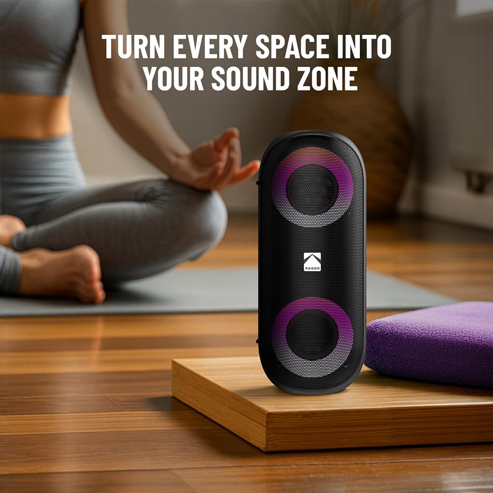 KODAK PWS - 2233 - Altavoz Bluetooth 20W RMS (2×10W), Resistente IPX6, Autonomía 8,5 Horas, TWS Estéreo, Batería 2000 mAh, Alcance 10 m, LED RGB, Entrada AUX y Lectura MicroSD, Carga USB-C