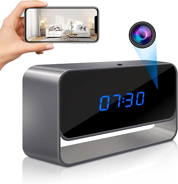TQGX Hidden Camera ClockFull HD 1080P WiFi Spy Camera Wireless Remote
