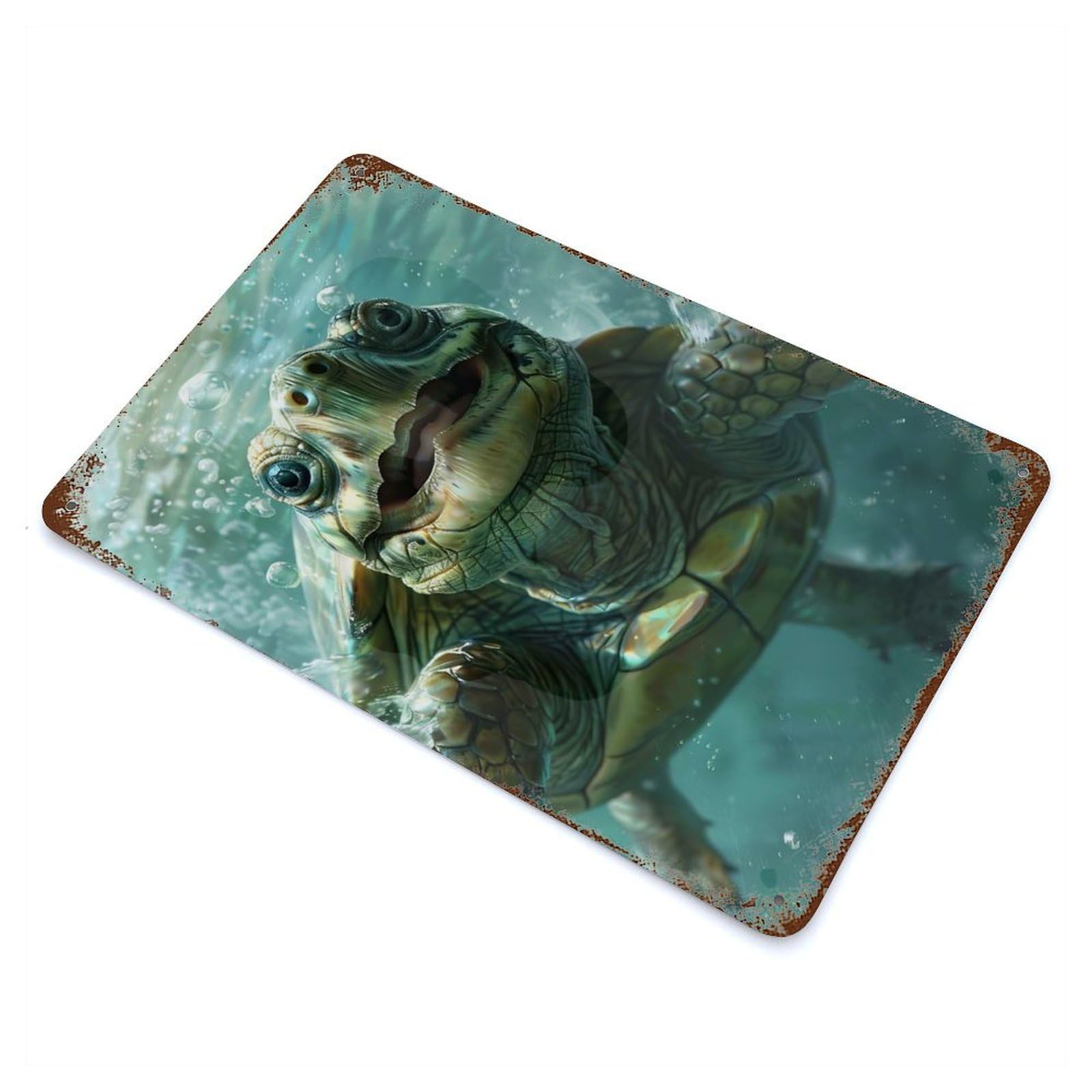 Turtle Sea 11.8"x7.9" Rusty Metal Tin Sign, Novelty Wall Decor for Cafe, Home Bar And Lounge Decor
