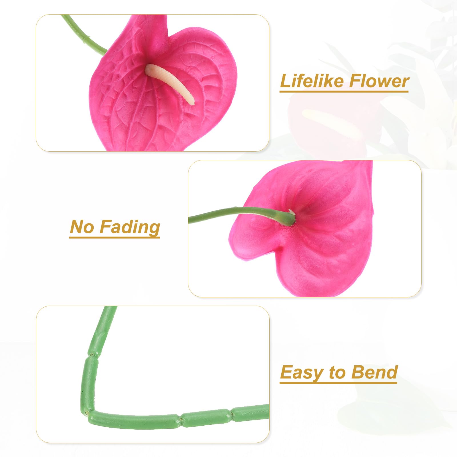 PATIKIL 13" Artificial Anthurium Lily Flowers - Image 3