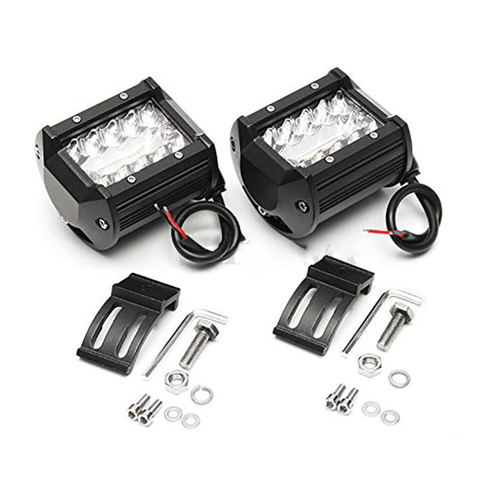 PICAA 2X 4 Pulgadas 60W Faro Trabajo LED con Kit de Cableado, Focos de Coche 12V 24V, 6000K Offroad Barra Luz de Trabajo para SUV Camión Tractor 4x4 ATV Barco Moto