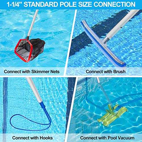 Yeechun Professional 15 Foot Swimming Pool Pole Telescopic Aluminum Fits Pool Net Skimmer Rake Vacuum Head Brush Cleaning Equipment Heavy Duty,For Skimmer Nets, Vacuum Heads And Brushes #TOP3