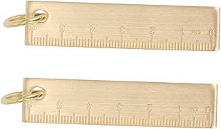 BUTIFULSIC 2pcs copper ruler antique bag charm funny keychains Measuring Ruler School Ruler Keyring Adornment vintage decor Flexible Ruler metal ruler sewing number plate brass