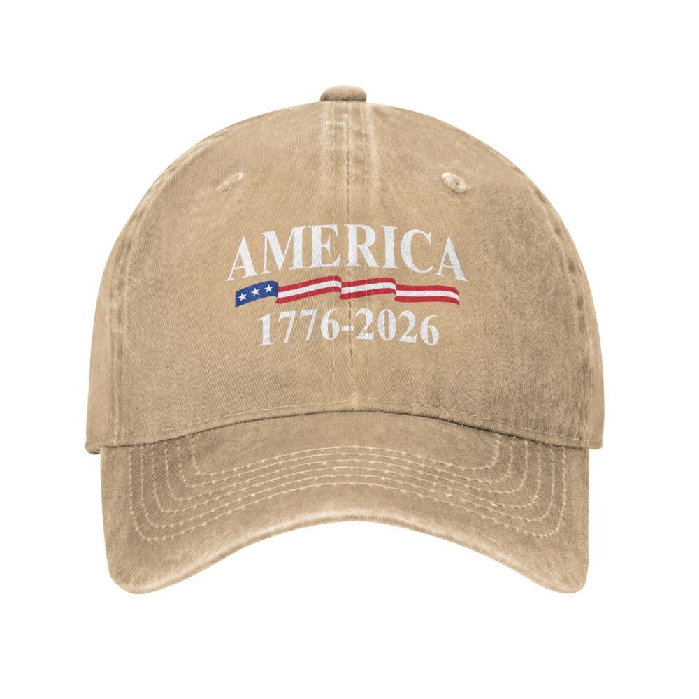 KWQDOZF 1776 2026 Hat America 250 Anniversary USA Patriot Adjustable Baseball Cap Natural