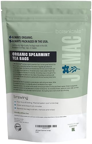 Miniatura 8 de J Mac Botanicals Bolsas de té de menta verde orgánica (100 unidades) - Certificado por Organic Certifiers, Inc. - Té de calidad de Nile Valley,