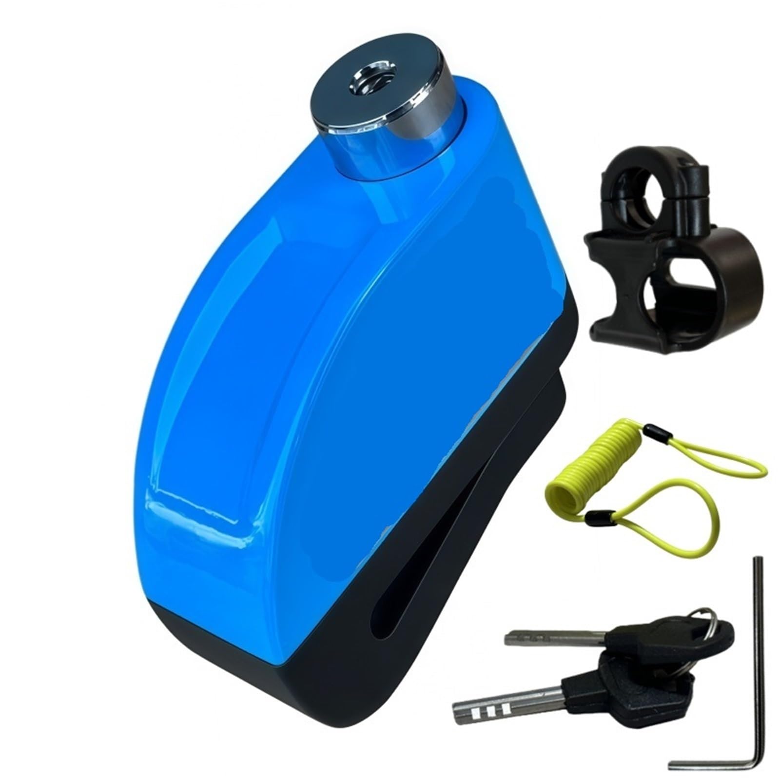 Blocca Disco Blocco disco allarme antifurto per moto e bicicletta Lega di alluminio impermeabile con staffa per corda di promemoria 5 colori Bloccadisco Moto(Blue)