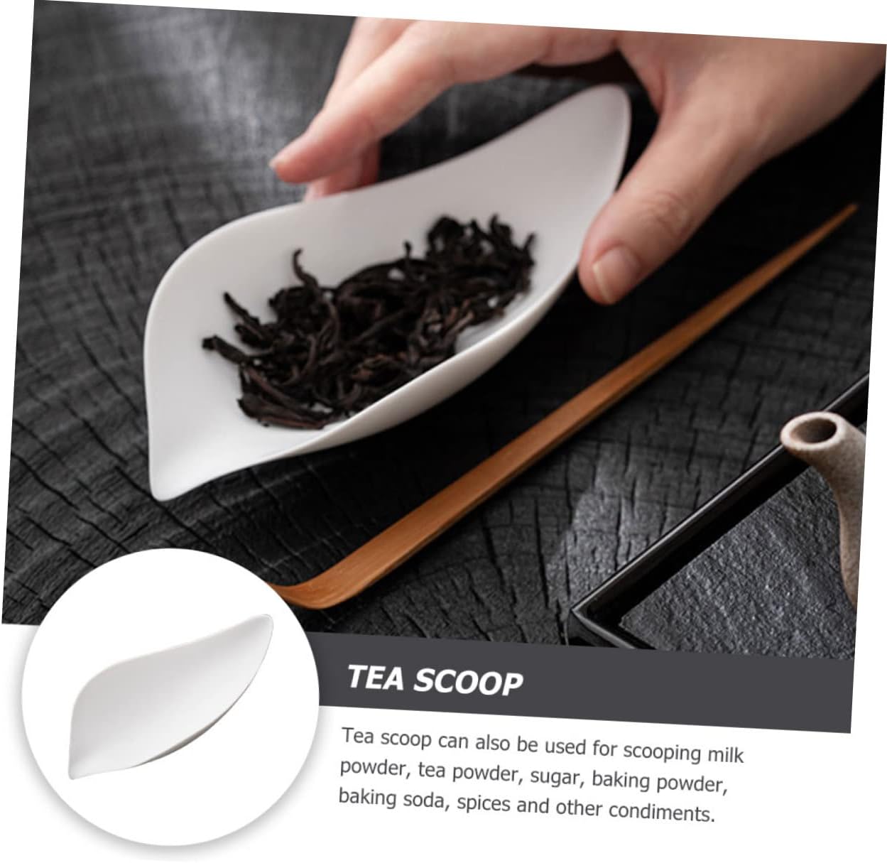 Portable Ceramic Tea Scoop Multi Function Loose Tea Leaf Shovel Non Handle Teaspoon for Home Use Sturdy Healthy Material with Smooth Edges Practical Gift