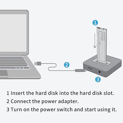 Miniatura 8 de ACASIS - Estación de acoplamiento NVME a USB, carcasa de aleación de aluminio, disipación de calor rápida, adaptador M.2 a USB de 10 Gbps, adaptador