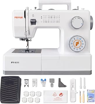 FEIYUE FYe350 Sewing Machine, Energy Saving Servo Motor, Heavy Duty & Portable, 23 Built-in Stitches, Multiple Needle Positions, 6 Bobbins & 5 Included Sewing Feet