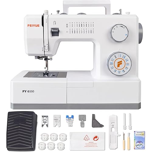 FEIYUE FYe350 Sewing Machine, Energy Saving Servo Motor, Heavy Duty & Portable, 23 Built-in Stitches, Multiple Needle Positions, 6 Bobbins & 5 Included Sewing Feet