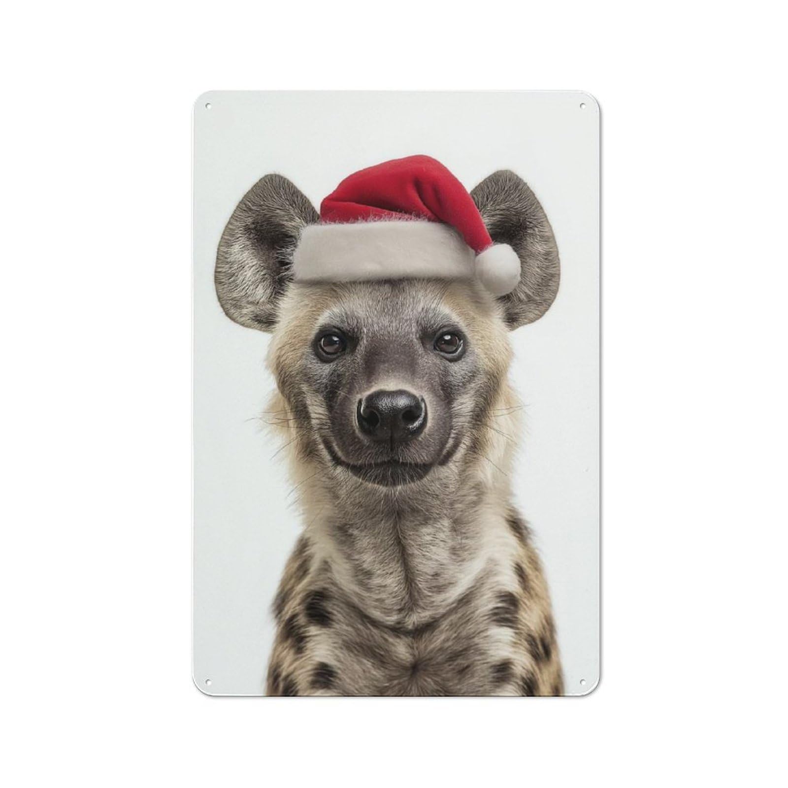 Junmoney Christmas Hyena With Santa Hat Tin Wall Plaque 30X20cm With For Home Office Or Studio, A New Home Present For Creative Workspace Decorators