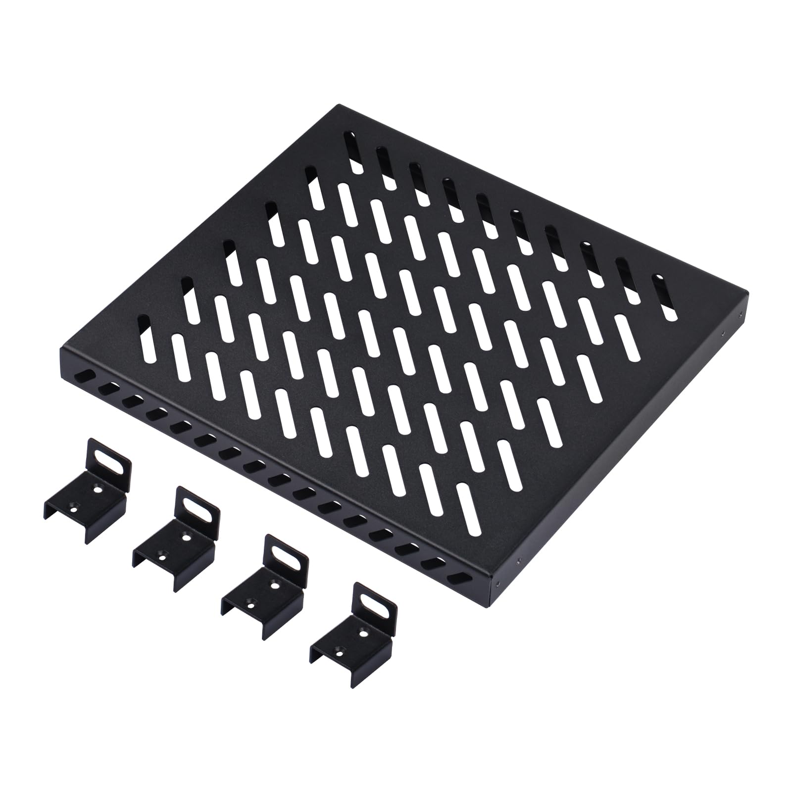 GeeekPi Étagère de Serveur Robuste 0,5U pour Rack de Serveur DeskPi RackMate T1/T0 et Rack de Serveur ou Armoire réseau 10", Design perforé, capacité de Charge de 25 kg, Noir