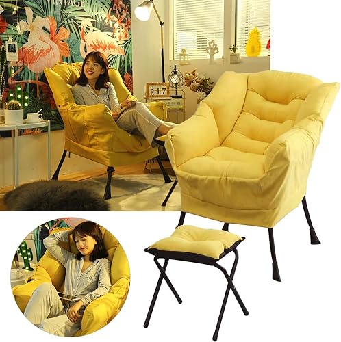 Miniatura 8 de Axonl - Silla perezosa con otomana, sillas modernas para sala de estar, cómoda silla de lectura con reposapiés, sillón con bolsillo lateral para