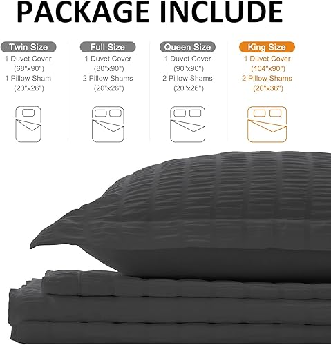 Miniatura 28 de Cozyide Juego de funda de edredón de sirsaca suave y transpirable de 3 piezas, con cierre de cremallera y lazos en las esquinas