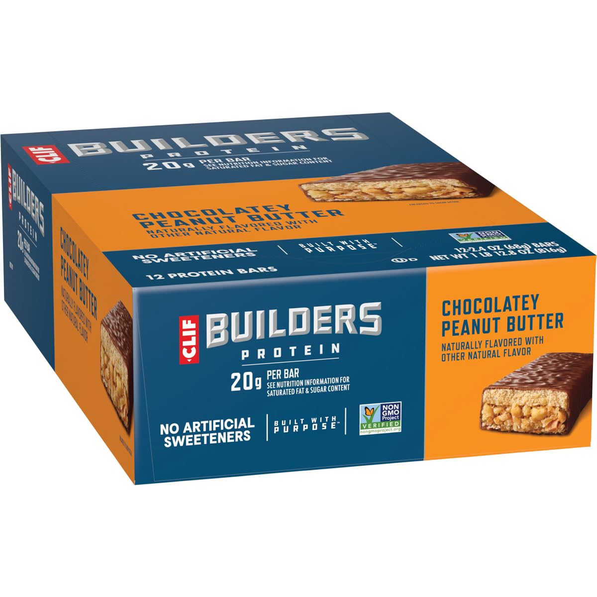 Clif Bar Cocoa Dipped Double Decker Crisp Bar, Chocolate Peanut Butter, 12 ct