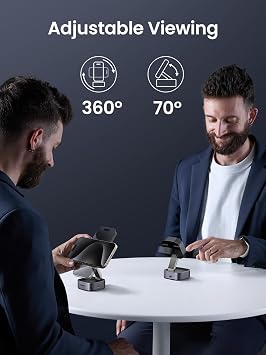 UGREEN MagFlow Qi2 Magnetic Foldable Charging Station, 2-in-1 Fast Wireless Charger Compatible with iPhone 17/17 Air/17 Pro/17 Pro Max 16 15 14 13 12, Airpods3 2 Pro (No AC Adapter), Dark Grey
