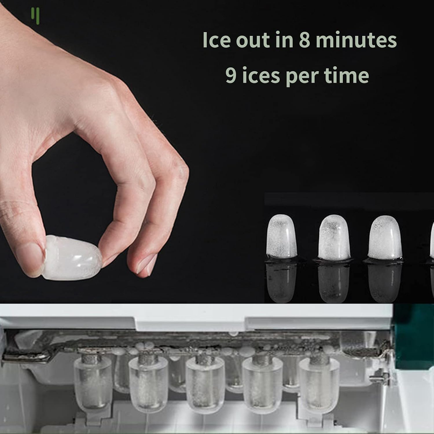 Ice Maker Machine Counter Top Prodution Time for Ice Cubes in 8 Min Make 12Kg Ice in 24Hrs Ice Maker Machine Small for Home with Ice Scoop and Basket LED Display Odorless Portable