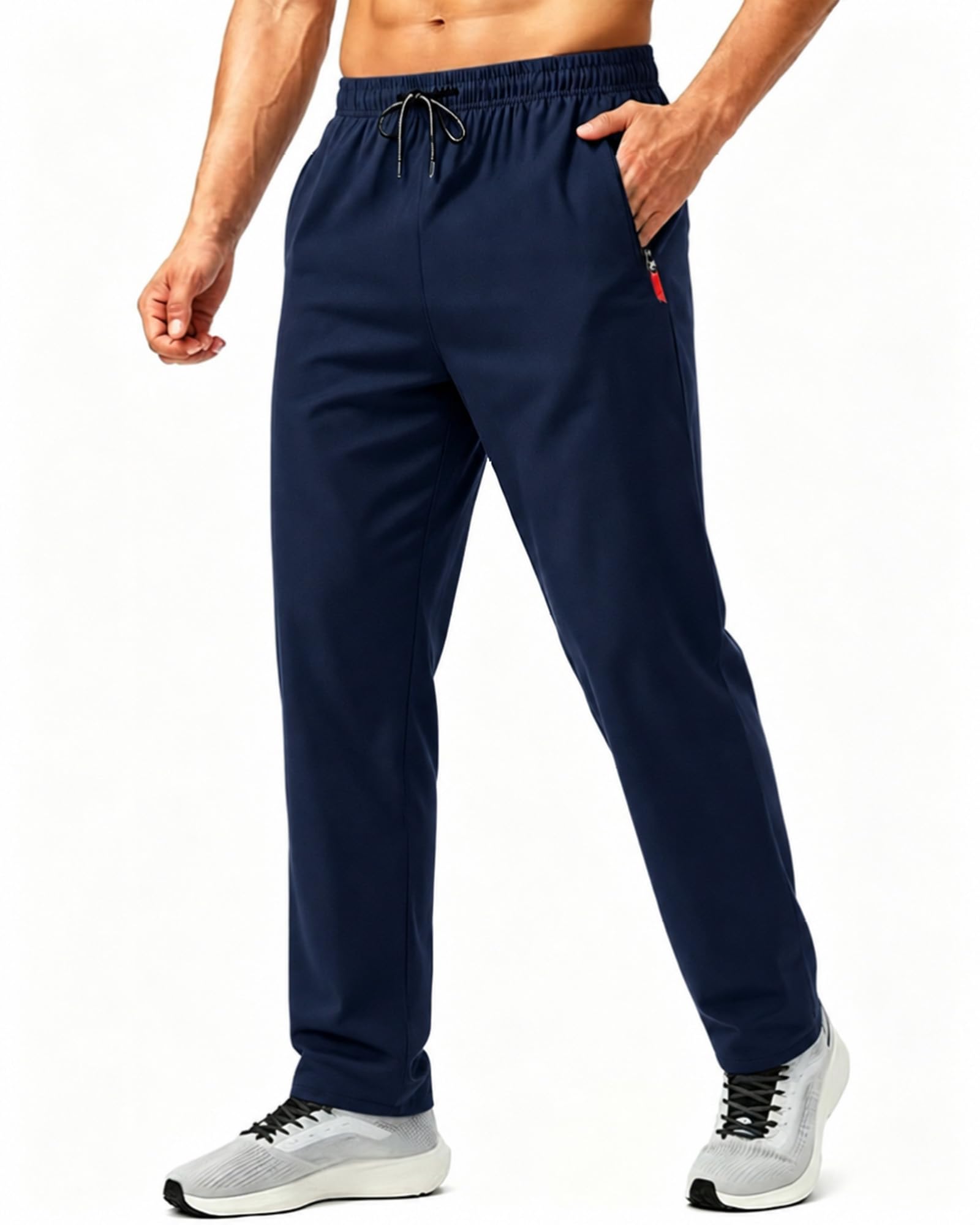 Mens Sweatpants with Zipper Pockets, Quick Dry Athletic Joggers for Running Workout Gym