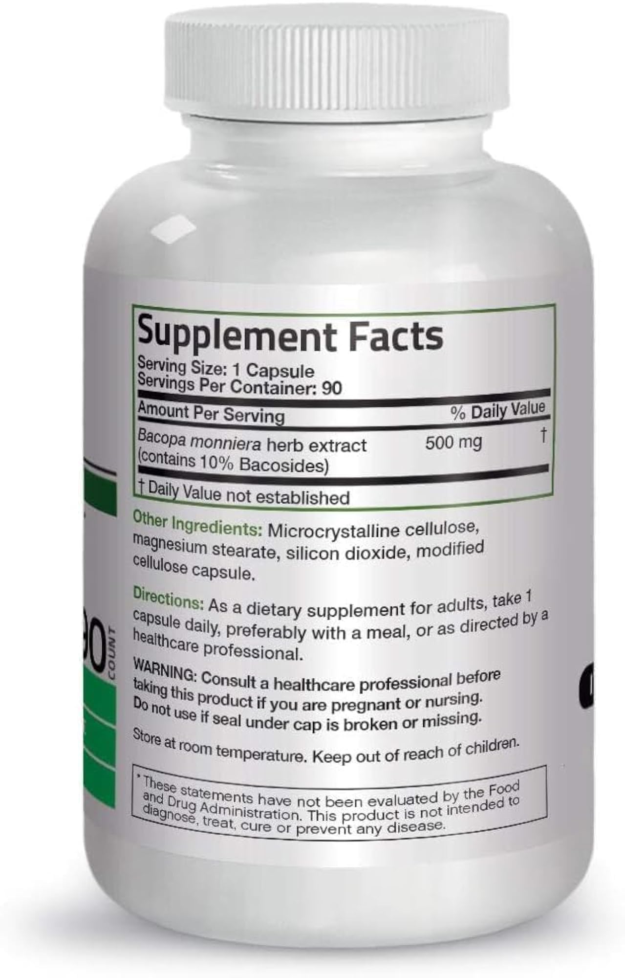 Bacopa Monnieri Extract 500 mg Vegetarian Capsules
