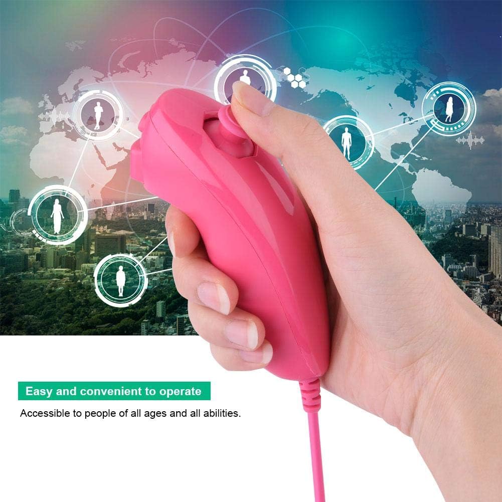 Nunchuk Nunchuck Controller Remote Video Game Handle Gamepad Curved for Nintendo Wii(Pink)