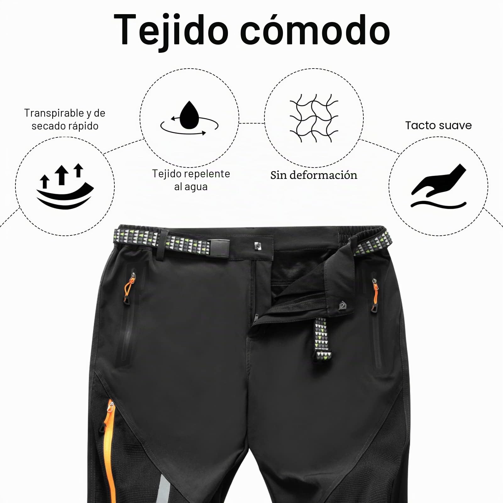 Pantalones de Escalada Masculinos, Pantalones de Caminar Ligeros y de Secado Rápido, Pantalones Largos Transpirables e Impermeables al Aire Libre Masculinos, Bolsillos con Cremallera