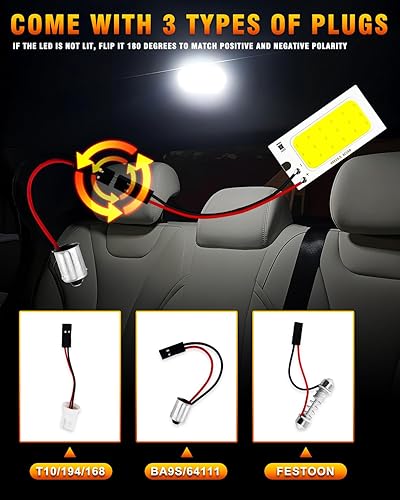 Miniatura 4 de Qasim COB 18-SMD - Lámpara de cúpula de panel LED para automóvil, placa de lectura interior de automóvil, techo de techo, lámpara con cable con