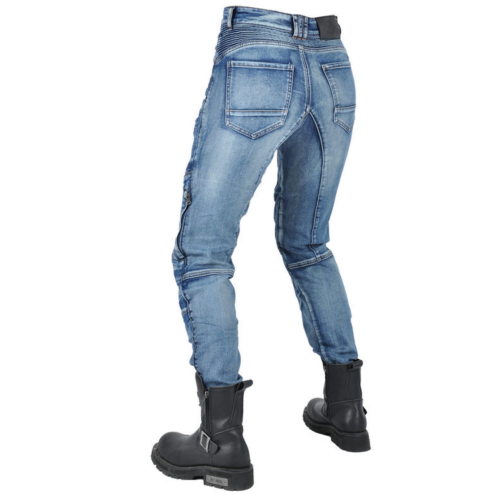 Femme Pantalon de Moto en Jean Anti-déchirure Stretch Vintage Pantalon de Protection avec Amovible Améliorée Protéger Pads pour Racing Vélo