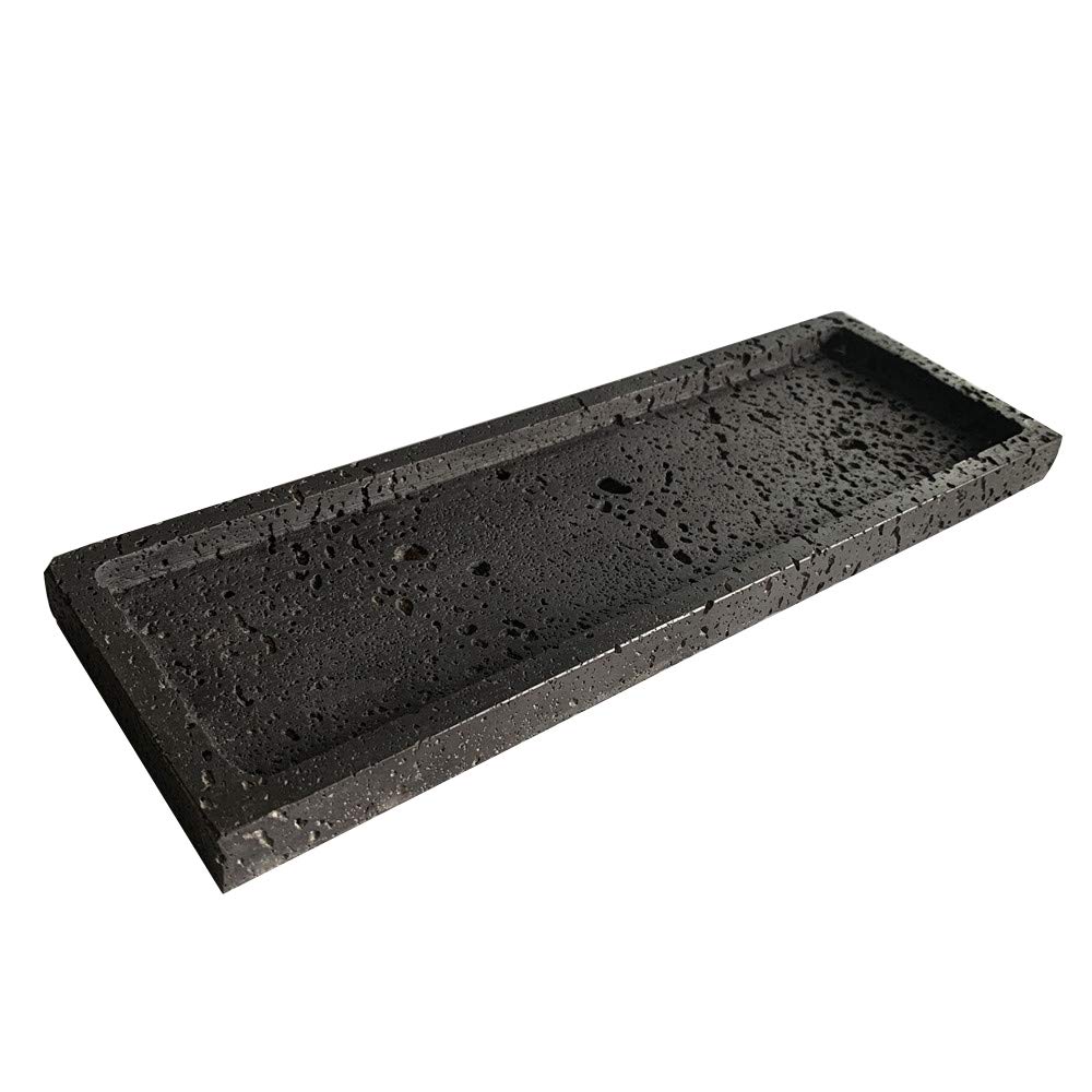 StonePlusNatural Volcanic Rock Vanity Tray, Tabletop Storage Tray for Perfume, Jewelry, Seasoning (Volcanic Rock)